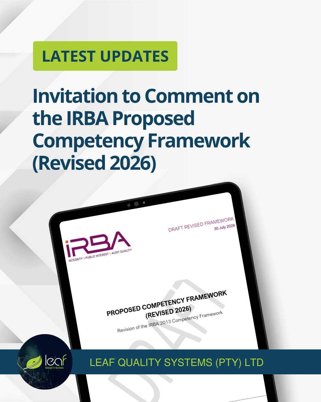 IRBA Proposed Competency Framework 2026