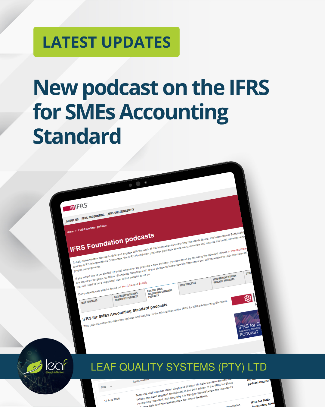 IFRS for SMEs Accounting Standard Podcast