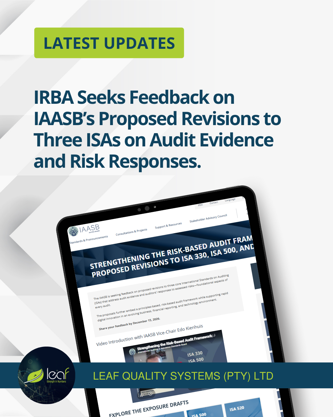 IRBA Seeks Feedback on IAASB Audit Standard Revisions